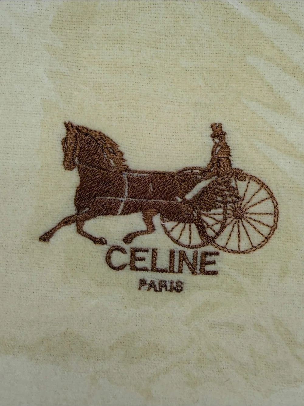 Celine Paris Blanket Embroidered Logo 140 x 240 cm Cream Tan Brown NIB